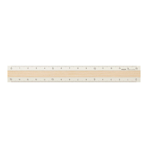 Midori Aluminium Wooden Ruler - Limited Edition - Light Wood/Ivory - 15 cm -  - Rulers - Bunbougu