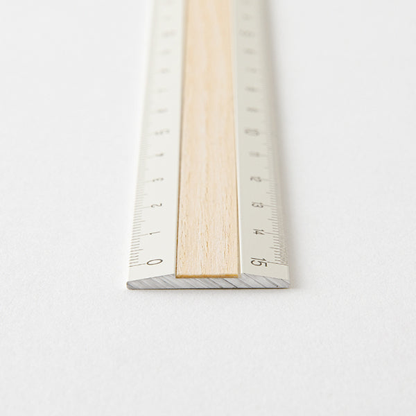 Midori Aluminium Wooden Ruler - Limited Edition - Light Wood/Ivory - 15 cm -  - Rulers - Bunbougu
